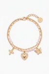 Pulsera cord dije cora y sol dorado