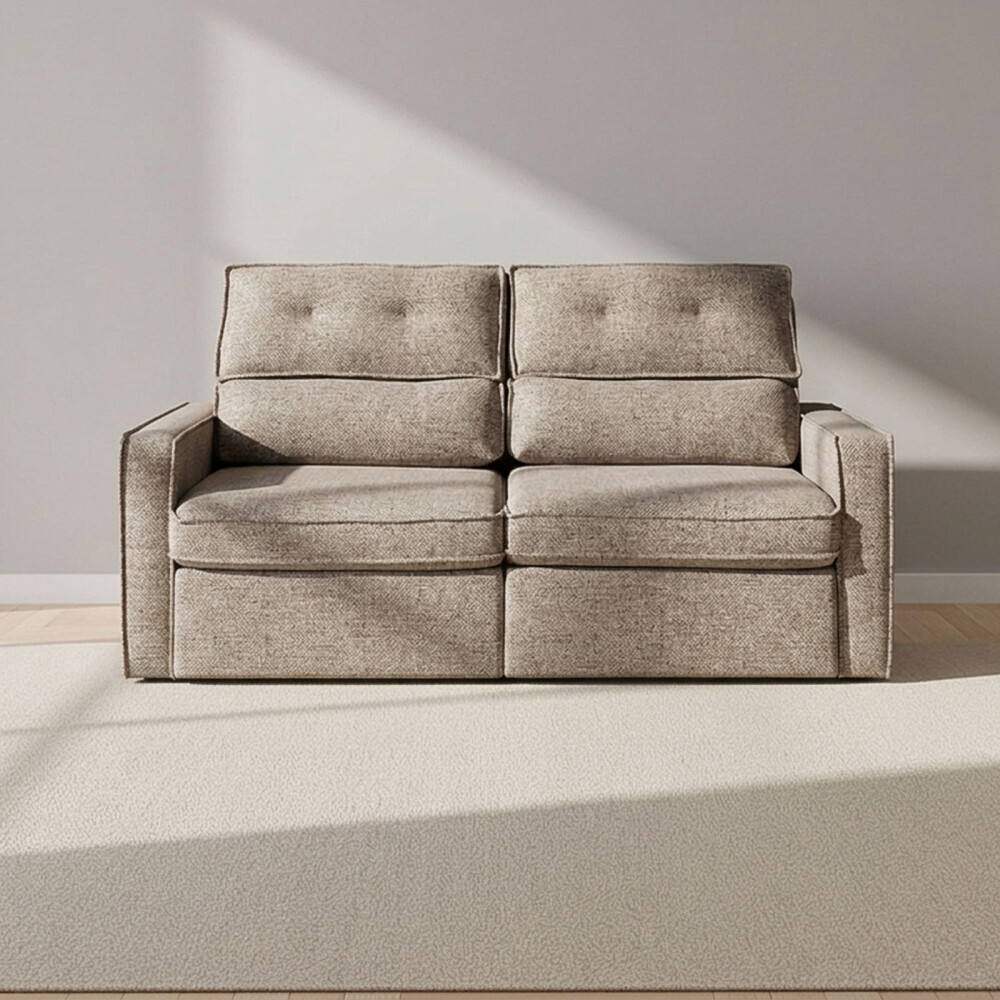 SOFA RETRACTIL 2 CUERPOS TELA MARRON AMBAR TOSTADO