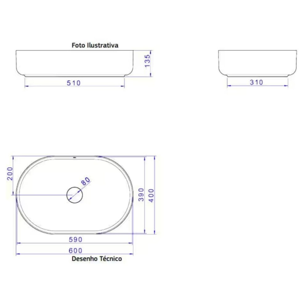 Bacha de apoyo Oval 60x40 cm blanco brillante Deca Bacha De Apoyo Oval 60x40 Cm Blanco Brillante Deca