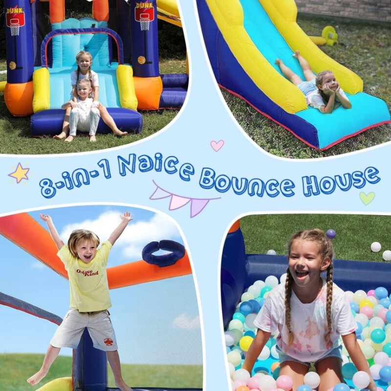 Centro de actividades inflable 8 en 1 azul Centro de actividades inflable 8 en 1 azul