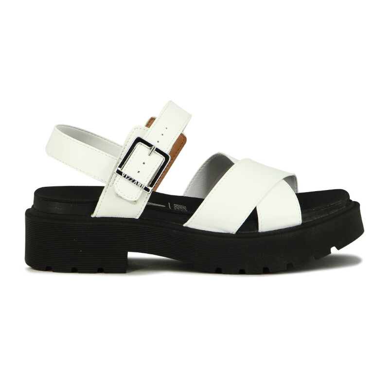 Sandalias Mujer Vizzano Tiras Cruzadas Y Hebilla Blanco-negro