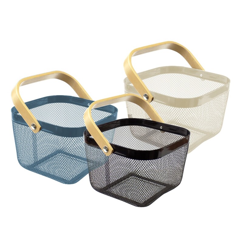 Cesto Organizador de Metal con Asas 24 x 24 x 28 cm – Colores Surtidos CESTO C/ASAS COLORES SURTIDOS 24*24*28CM