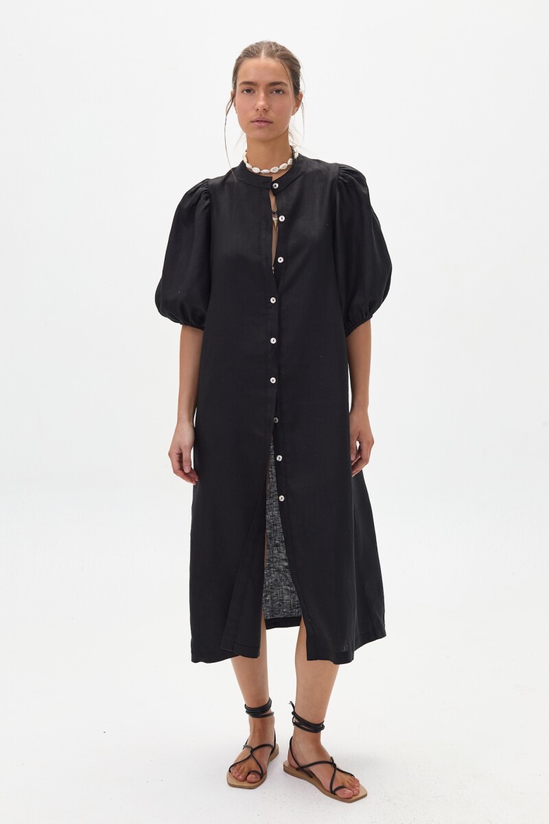 Vestido Bubble en Lino Negro