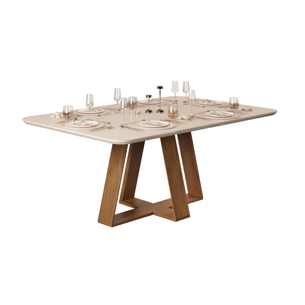 Juego De Comedor - 6 Sillas + Mesa Vidrio - Celeste Blanco / Blanco
