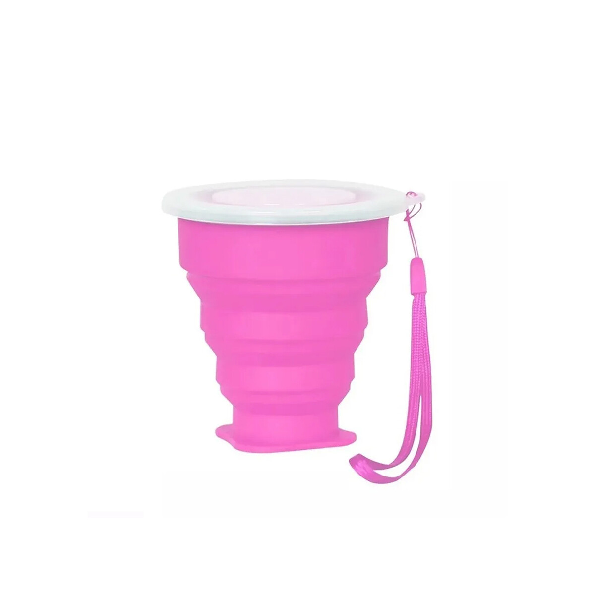 Vaso De Silicona Plegable Con Tapa - Rosado 