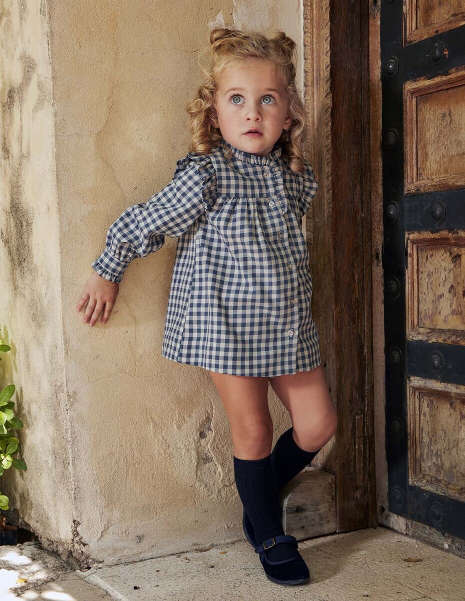 Vestido De Cuadros - Azul Medio Oscuro 