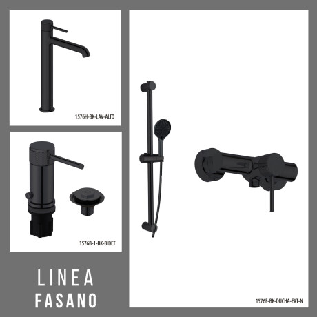 JUEGO DE GRIFERIA INCLUYE LAVATORIO ALTO,BIDET Y DUCHA EXT NEGRO