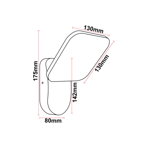 Aplique pared led negro 12W cálida 840lm 120° IP65 ZU0350