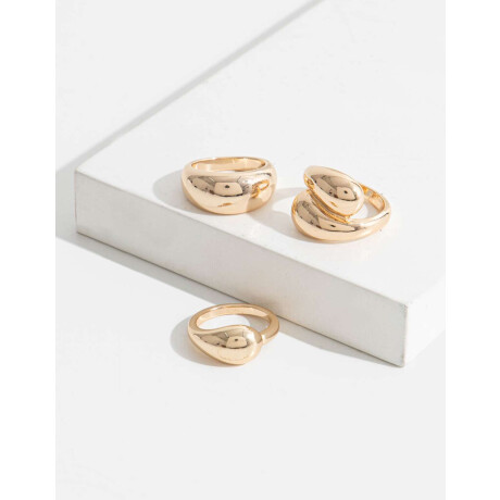 Set De Anillos Gota Chunky Dorado