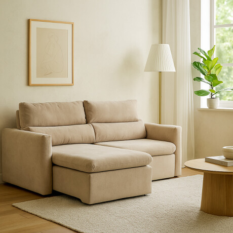 Sofá Dublin (Rebatible) - Microfibra - 2 cuerpos TC 1010 (Beige)