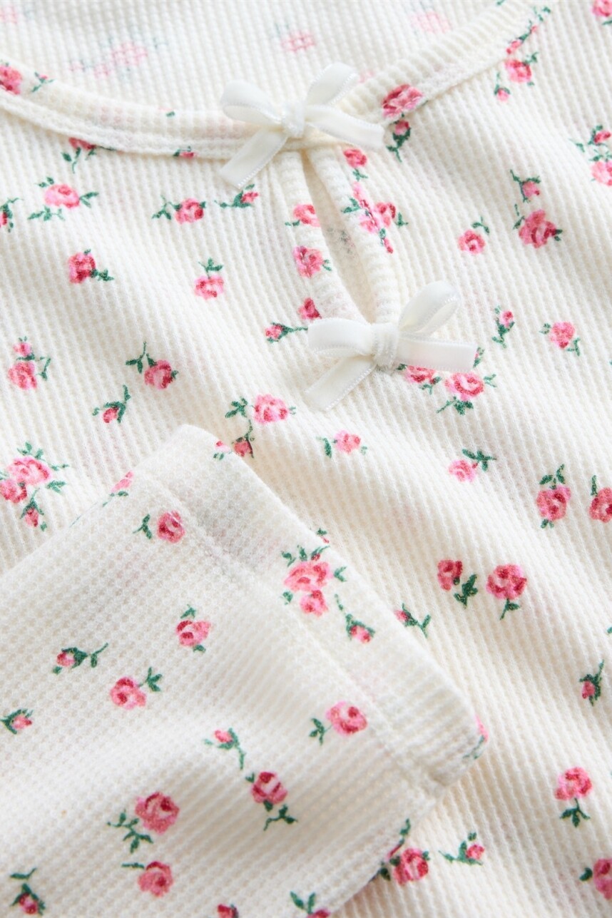 Remera Waffle Niña Pink Floral