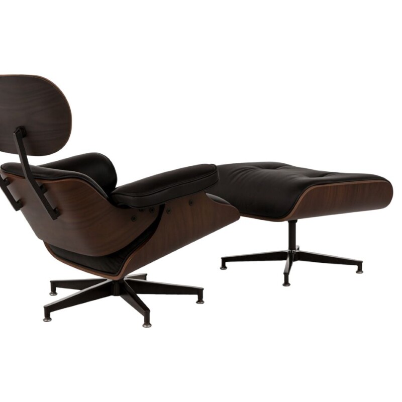 POLTRONA CHARLES EAMES CON APOYA PIE - TAPIZADA EN CUERO NEGRO POLTRONA CHARLES EAMES CON APOYA PIE - TAPIZADA EN CUERO NEGRO