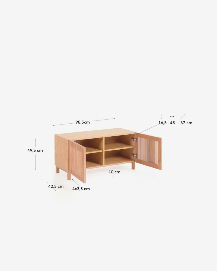 Banco Beyla con 2 puertas de madera maciza y chapa de roble 98,5 cm FSC 100% Banco Beyla con 2 puertas de madera maciza y chapa de roble 98,5 cm FSC 100%