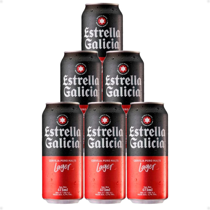 Cerveza Estrella Galicia Lata 473 Ml X6