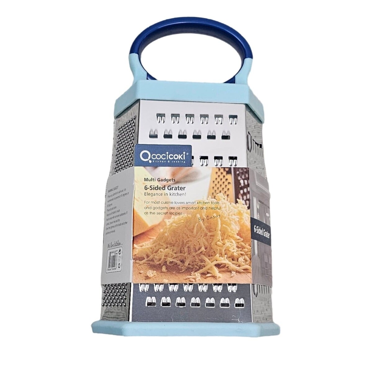 Rallador Hexagonal De Acero Inoxidable con manija - Celeste 