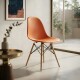 Silla Eames Lumax De Diseño Moderno Con Asiento Liso Y Patas De Madera Para Hogar Naranja