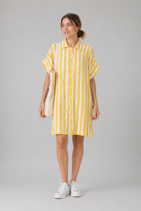 Vestido Camisero Pupa Estampa Amarillo