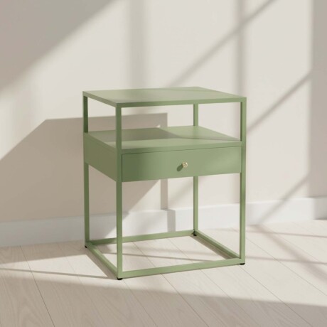 MESA LATERAL BAJA METAL VERDE OLIVIA