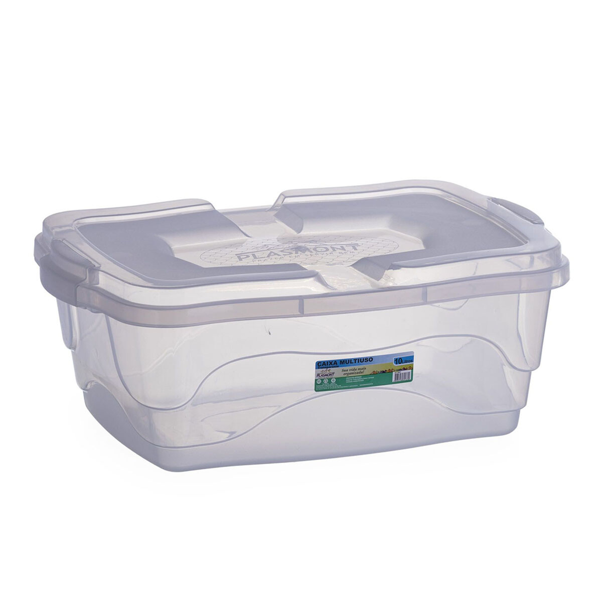 Caja Multiuso Organizador Plástico Tapa Trabas 10Lt Plasmont - Transparente 