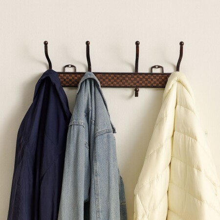 Perchero de pared simil rattan 8 ganchos Perchero de pared simil rattan 8 ganchos