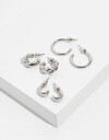 Aros Argollas Set Metal Set De Argollas - Plateado Rodio