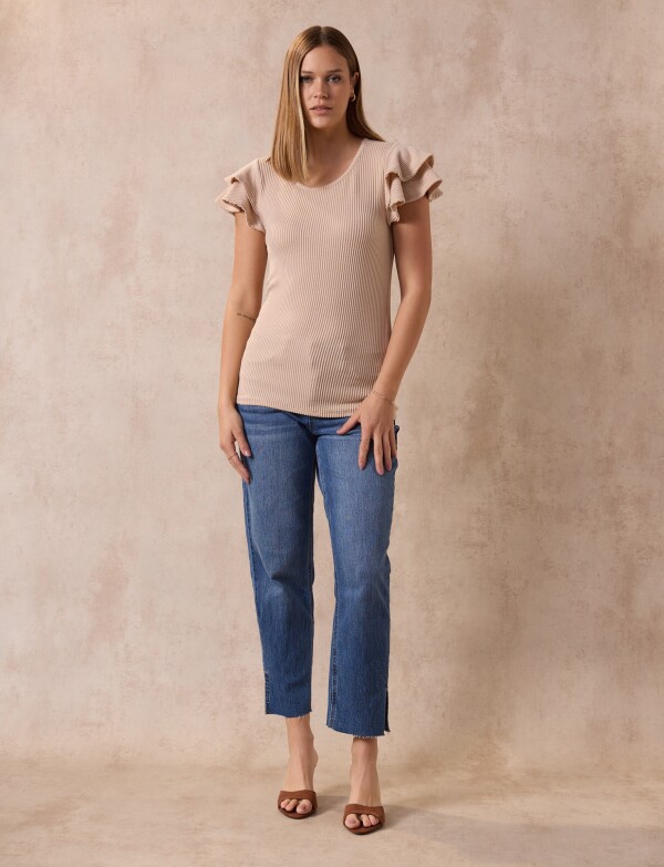 Remera Manga Volados BEIGE