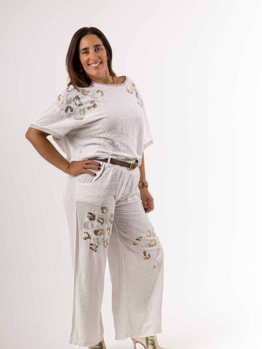 Conjunto de lino con print dorado Conjunto de lino con print dorado