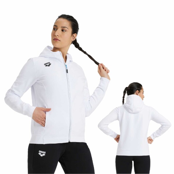 Campera Canguro Con Capucha Deportivo Para Mujer Arena Women's Team Hooded Jacket Panel Blanco