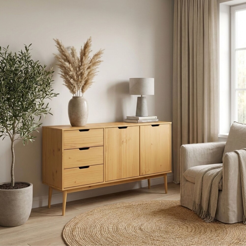 Aparador 2 Puertas 3 Cajones - Linea Nordica Roble
