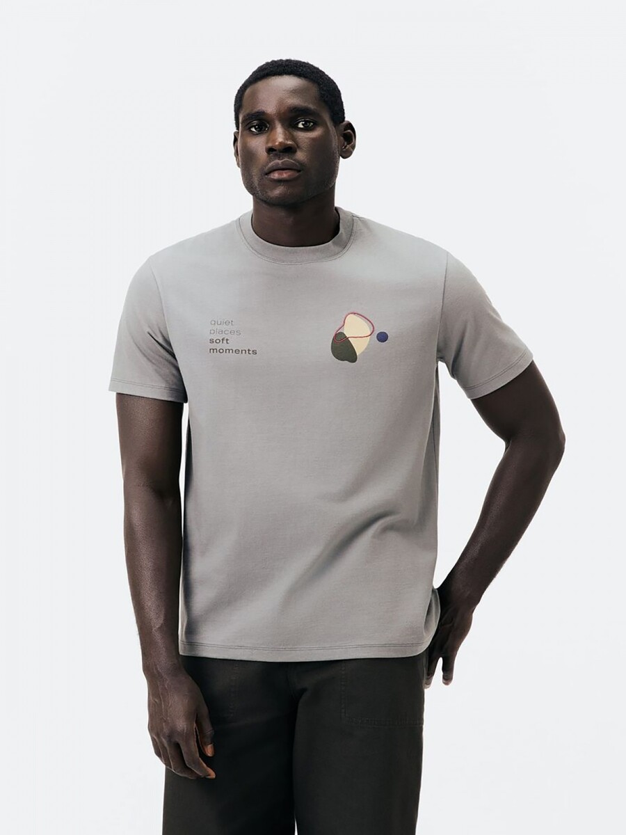 CAMISETA CON ESTAMPA MODELO REGULAR - GRIS 
