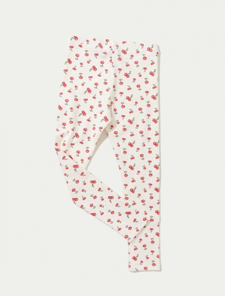 CALZA INFANTIL ESTAMPADA EN TELA ACANALADA BEIGE