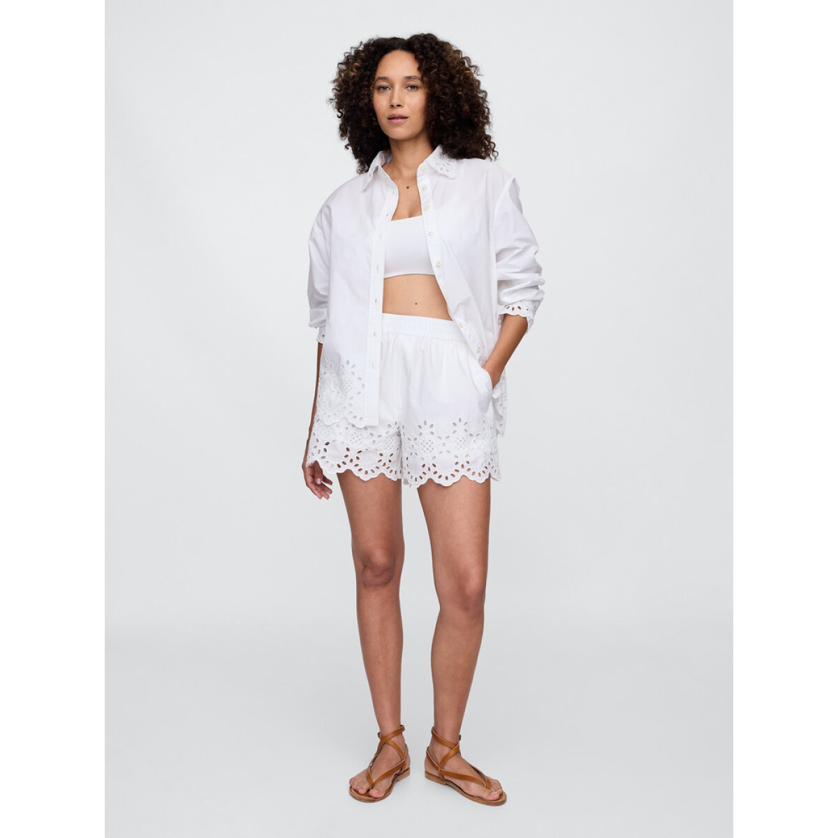 POPLIN EYELET PO SHORT - OPTIC WHITE V6 