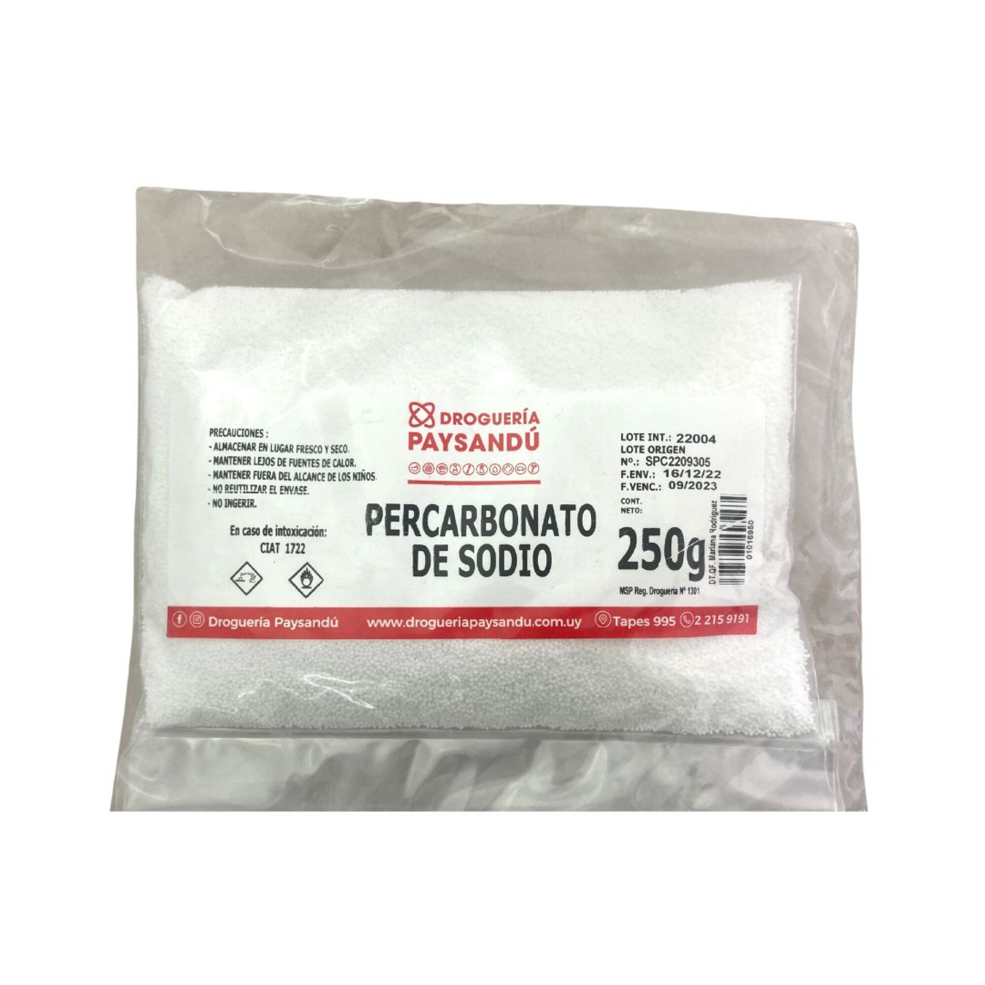 Percarbonato de Sodio - 250 g — Droguería Paysandú