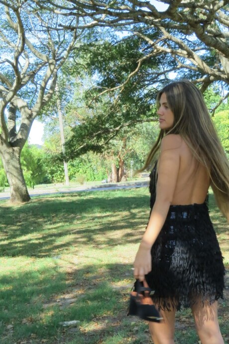 Mini Fringes Dress Negro