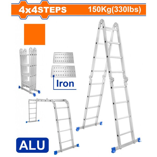 ESCALERA ANDAMIO 16 ESCALONES 150KG ALUMINIO CON PLATAFORMA WADFOW WLD7H44 ESCALERA ANDAMIO 16 ESCALONES 150KG ALUMINIO CON PLATAFORMA WADFOW WLD7H44