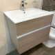 Mueble Baño En Melamina 61X46X47.5Cm Color Nogal C/Bacha Loza GAMAS DE MARRON