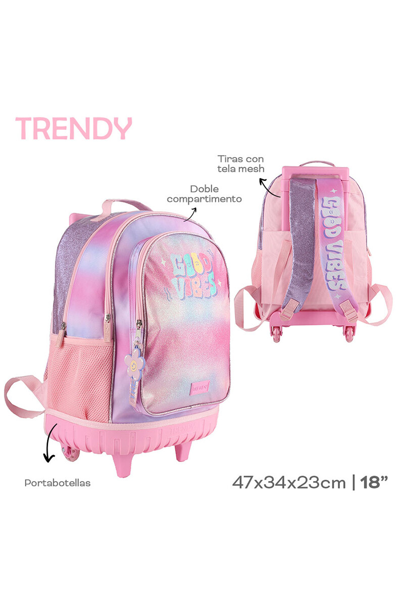 Mochila escolar con ruedas Good Vibes Rosa
