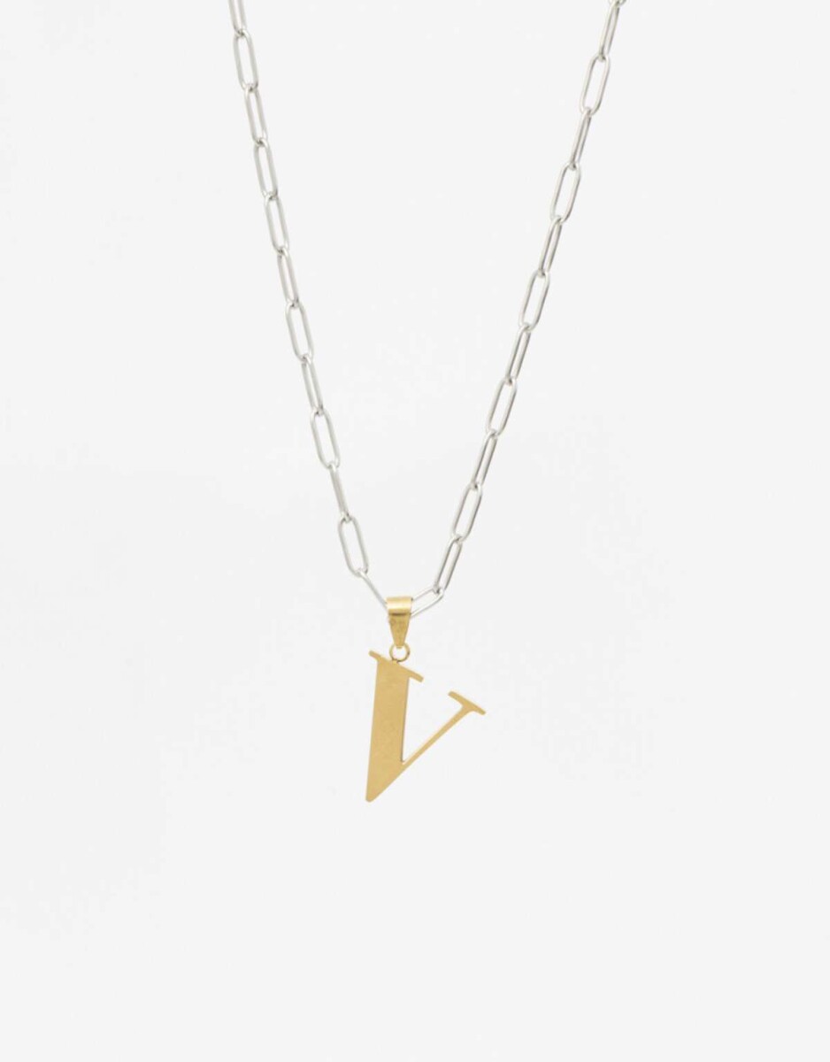 Cadena De Acero Inicial Letra ''a'' - Combinacion Bicolor 