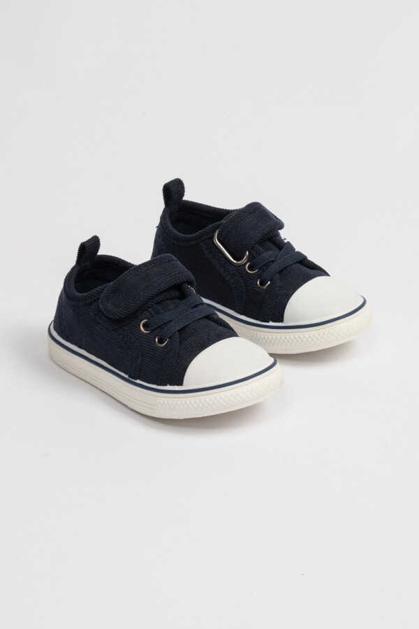 Zapatilla de pana con velcro Azul