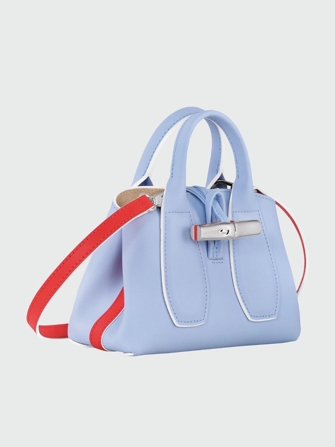 Longchamp -Cartera de cuero con gran capacidad, Roseau Lavanda