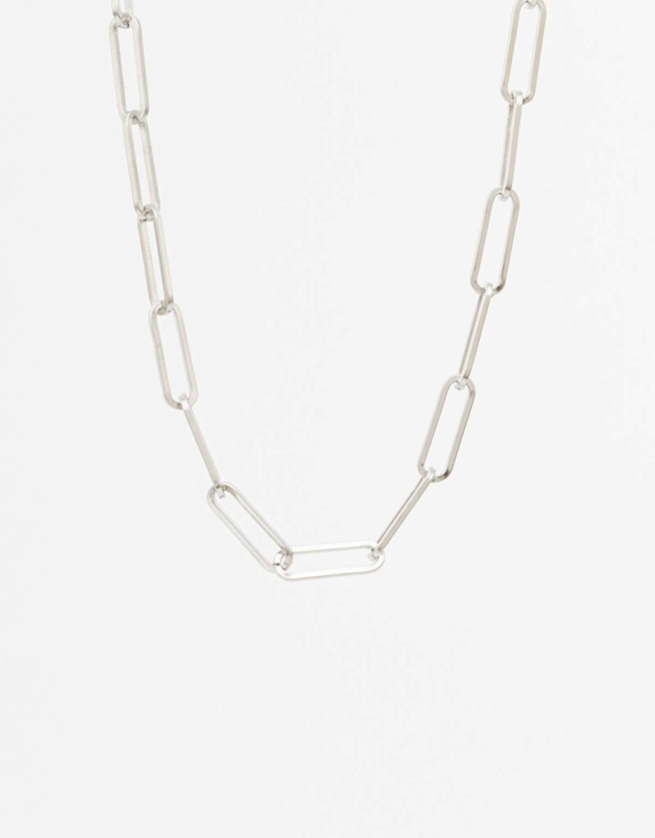 Collar Corto Eslabones De Acero - Plateado 