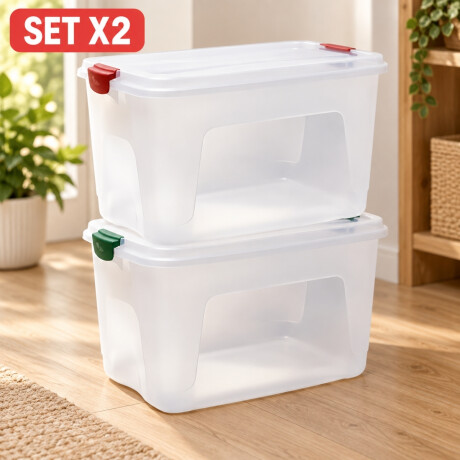 Set x2 Caja organizadora 30 lts Alta TRANSPARENTE