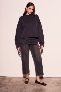 Sweater Algodón Lavado Negro Lavado