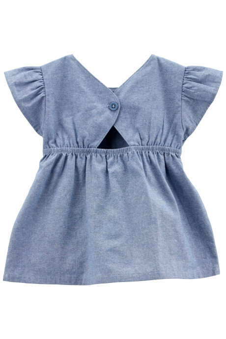 Set dos piezas, short ciclista de algodón y blusa de chambray Sin color