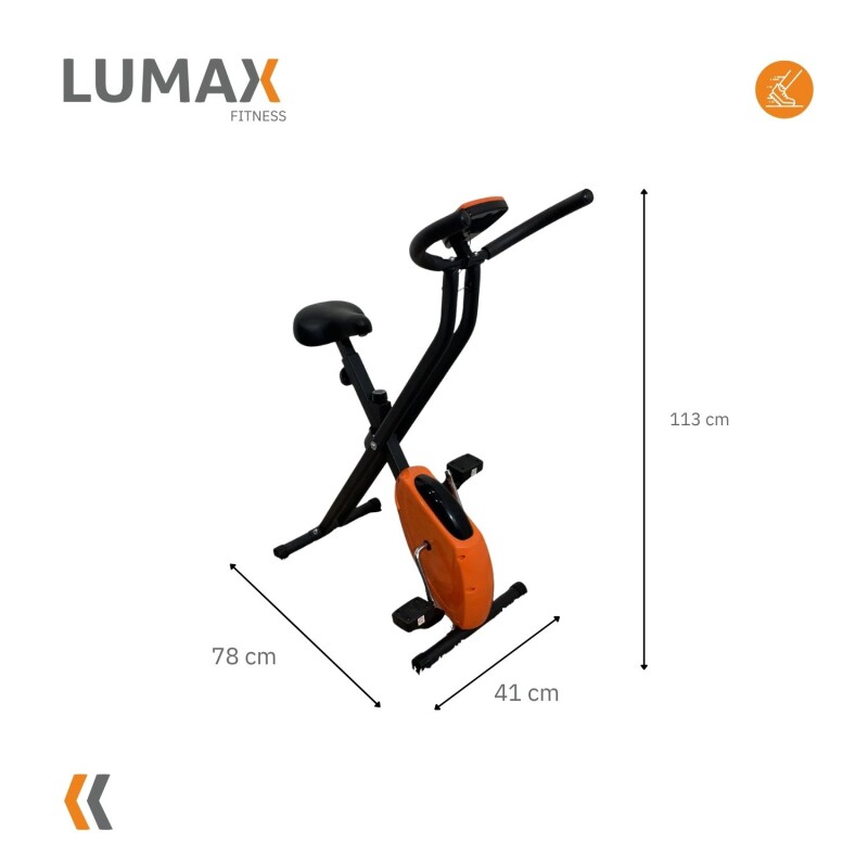 Bicicleta Fija Ergométrica Plegable Altura Ajustable Naranja