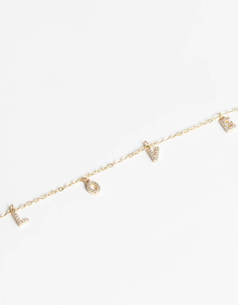 Collares Cortos Strass Collar "love" Con Cubic - Dorado