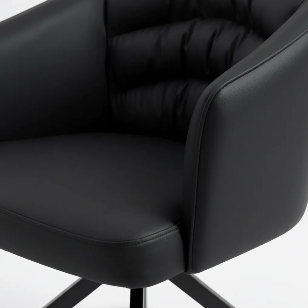 Sillón Acolchonado Base Aluminio Giratoria Superior Fuerte Negro
