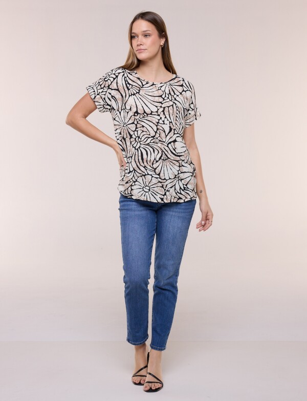 Blusa Holgada Printed NEGRO/BEIGE