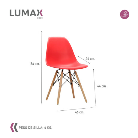 Silla De Comedor Eames Pack 4 Unidades Varios Colores Lumax Roja
