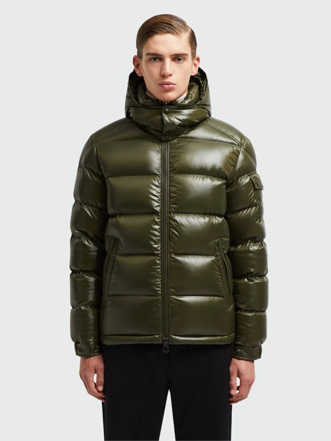 Moncler - Chaqueta rellena de plumas con capucha desmontable, Maya Verde
